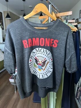Bravado Black Ramones Graphic Short Sleeve Sweatshirt with Red Logo